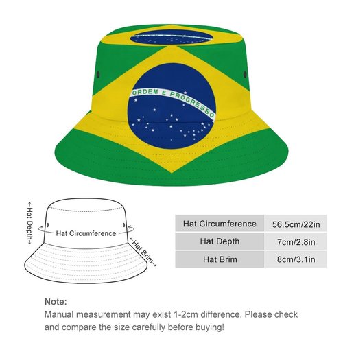 Soccer Brazil Hat Fisherman Bucket Hat, Summer Beach Sun Hat for Fans Gifts