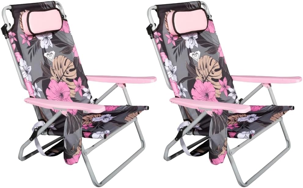 ROXY Beach Chair – Lounge Chair Outdoor, Lightweight Folding Chair with Adjustable Recline and Cup Holder – Beach Days, Pool Lounge Chairs, Folding Camping Chairs, Sun Tanning Chair or Festival