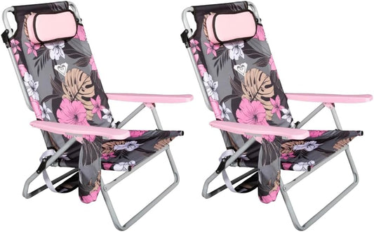 ROXY Beach Chair – Lounge Chair Outdoor, Lightweight Folding Chair with Adjustable Recline and Cup Holder – Beach Days, Pool Lounge Chairs, Folding Camping Chairs, Sun Tanning Chair or Festival