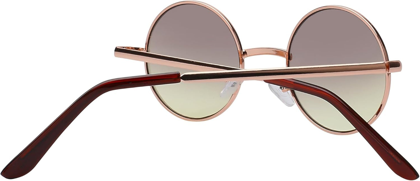 OWL Round Sunglasses Metal Frame Hippie Sunglasses UV400 Polycarbonate Circle Lens John Lennon Sunglasses for Men Women