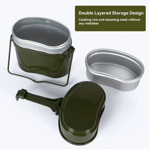 Military Mess Tin, Portable Mess Kit Plate Set Aluminium Alloy Military Lunch Box for Outdoor Camping Hiking Picnic BBQ Beach Camping Cookware Mess Kit Camp Pot Army Mess Kit Camping Pots Pans Set