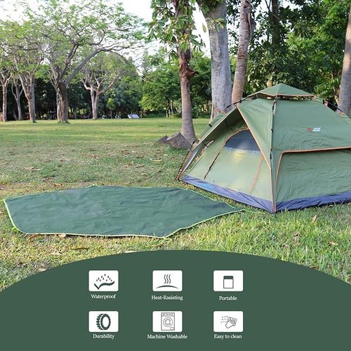 YDYJKI Waterproof Camp Tarp -Hexagonal Tent Tarp for Under Tent -Ground Sheet Mat for Camping Hiking Backpacking Outdoor Travel (M 8.5' X 7.2'-Khaki)