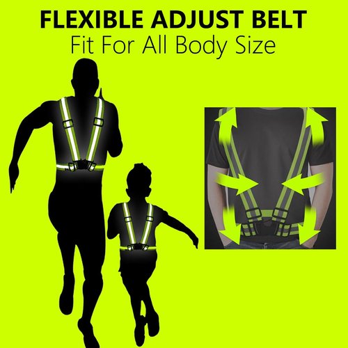 HEHEBON Reflective Vest Running 2Pack,High Visible Reflective Gear for Nighttime Running Biking Motorcycle Dog Walking, Adjustable Safety Vest fits Well Men Women Kids