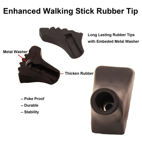 HAPLUSTAR Trekking Poles Tips Set - Feet Replacement Rubber Trek Cane Tips Protectors Fit Most Walking Hiking Sticks - 11 mm Diameter
