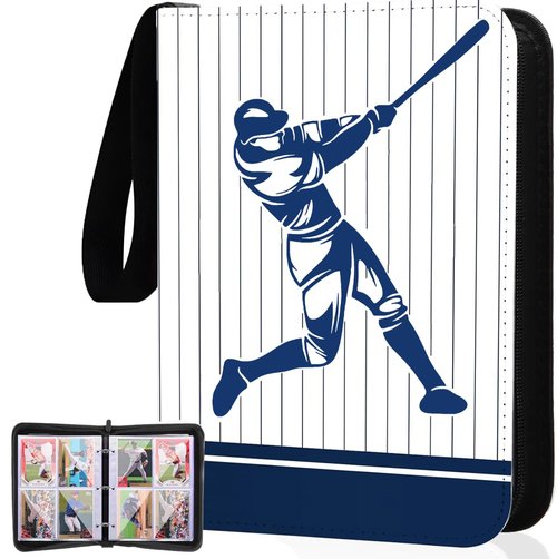 XIMUHO Baseball Card Binder, 4 Pocket Sports Card Binder with 50 Sleeves, 400 Pockets Trading Card Album Holder, Card Collector Binder, 3 Ring Baseball Card Storage Organizer (400 card baseball)
