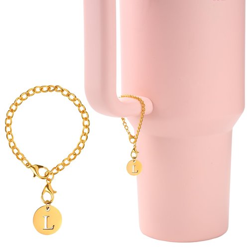Raymall Letter Charm for Stanley Cup With Handle, Personalized Name ID Initial Letter Charm Accessories For Stanley Tumbler Cup (Letter L)