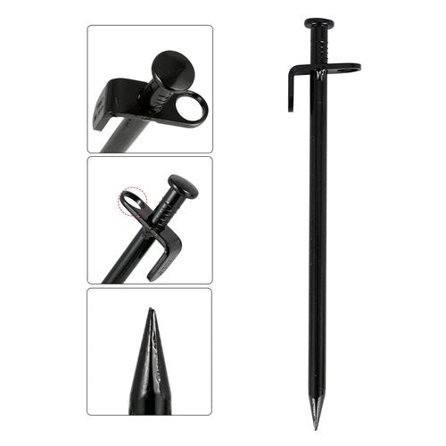 Tent Pile,Luminous Ring Storage Bag(8 Pieces) Sturdy Heavy Steel Tent Pile Ground Nail Metal Pile, Suitable for Outdoor Mountain Camping and Hiking (25cm)