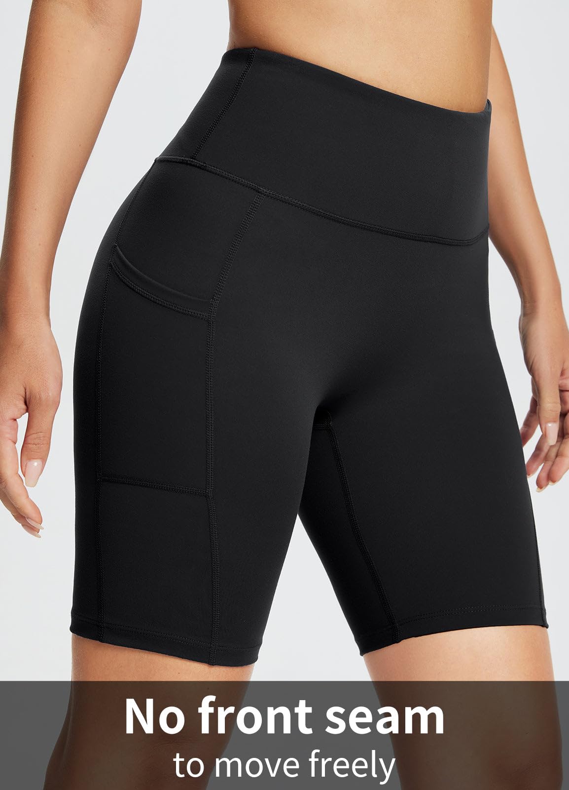 baleaf Biker Shorts Women Yoga Gym Workout Spandex Running Volleyball Tummy Control Compression with Pockets Soft 8" Black XXXL