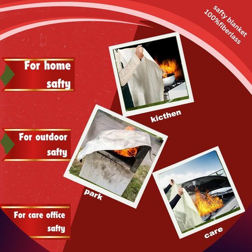 SETPOSHZ: Emergency Fire Blanket Extinguisher Fire Blankets for Home 40"" x 40"" Fire Blanket to Smother a Kitchen. Fire Blankets are Simple to use by Pulling Down tabs (Pack 2), Red