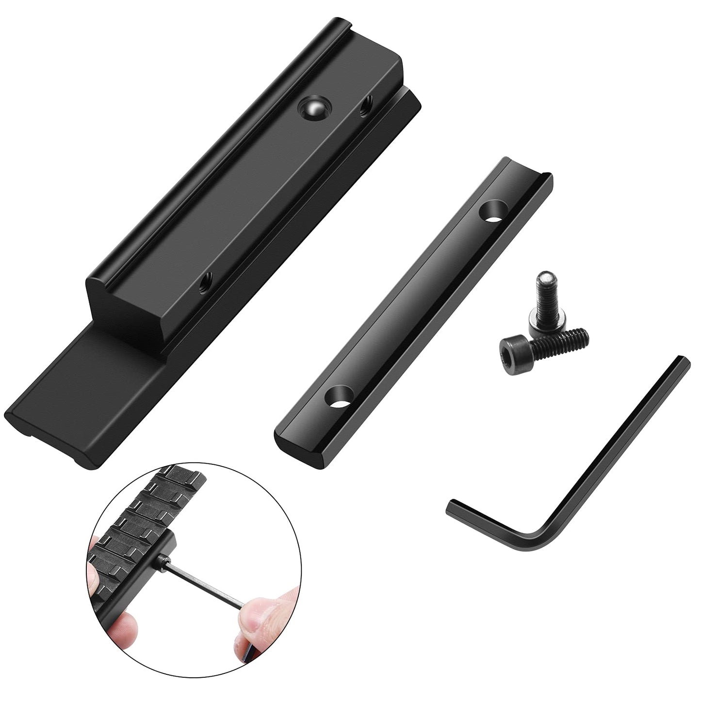 LONSEL Dovetail to Picatinny Rail Adapter 11mm Dovetail to 21mm Picatinny Rail Convert Mount - Low Profile Scope Riser Rail Adaptor - Base Mount 3/8" to 7/8" Converter (1 Pack)