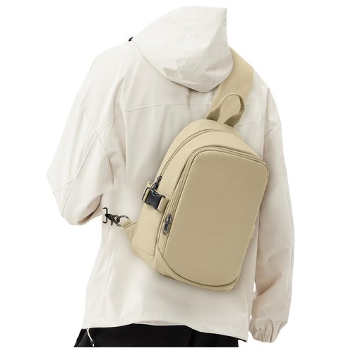 Sling Bag for Men Women, Mini Anti Theft One Strap Motorcycle Sling Backpack, Small Sling Chest Bag Daypack Crossbody Backpack for Casual Travel Hiking Gym Outdoor Sports Khaki
