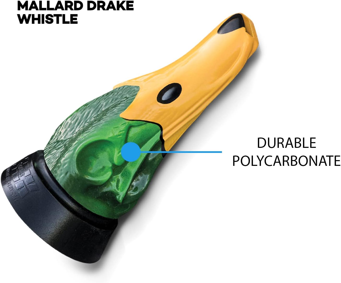 Zink Calls Mallard Drake Whistle Polycarbonate Durable Versatile Realistic Hunting Duck Game Call - Detailed Carving & Easy-Blow System