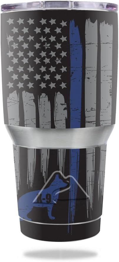 MightySkins Skin Compatible with Ozark Trail 30 oz Tumbler - Thin Blue Line K9 | Protective, Durable, and Unique Vinyl Decal wrap Cover | Easy to Apply, Remove, and Change Styles | Made in The USA