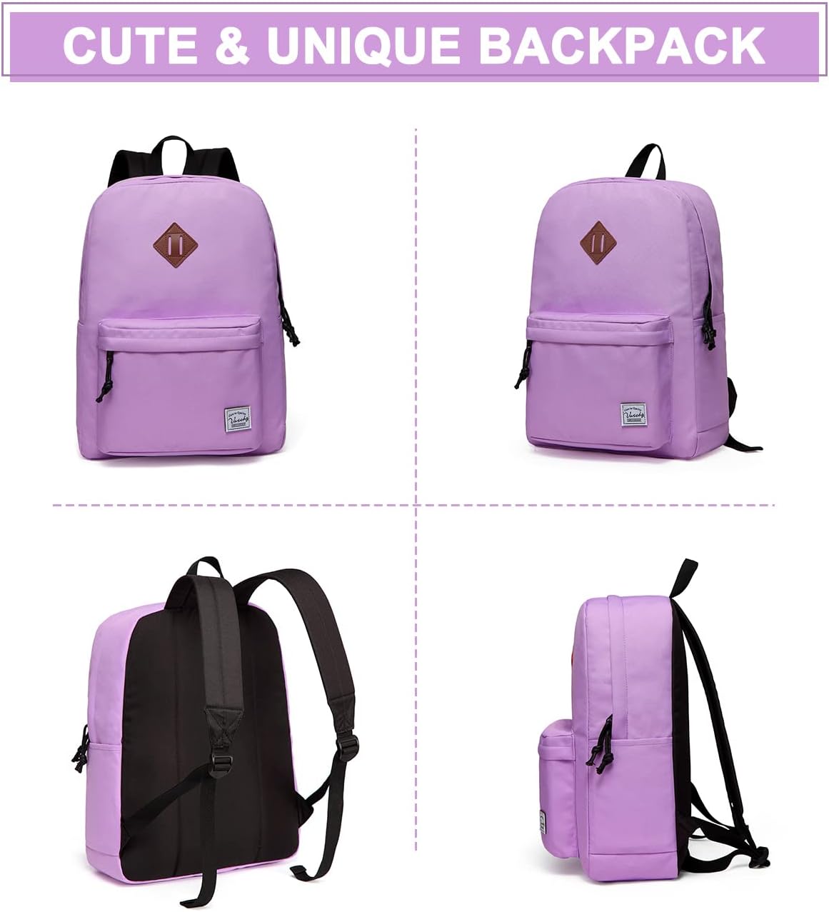 VASCHY Backpacks Handbags, Lavender, M