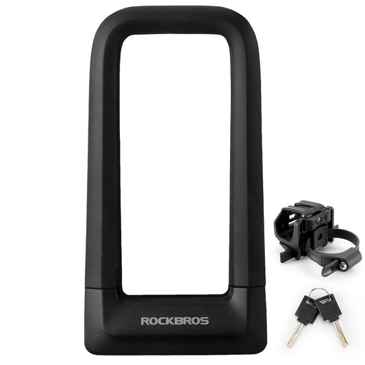 ROCKBROS Heavy Duty Anti Theft Bike U Lock with Cable Silicone Cover (Max 22.5MM + Mounting Bracket)