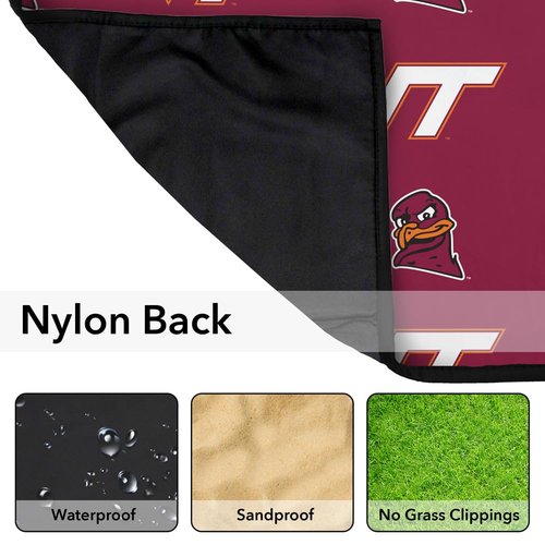 LOGOVISION Virginia Tech Picnic Outdoor Blanket, 50"x60" Logo Pattern, Foldable Blanket for Picnic, Beach, Camping, Park, Tailgate