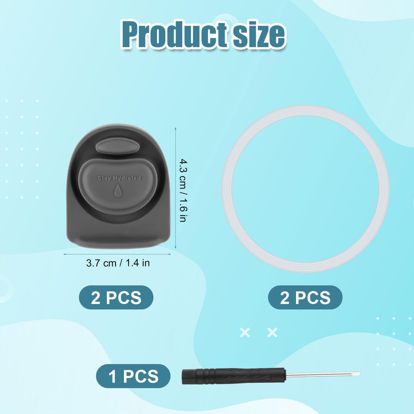 2pcs Bottle Seal Ring & 2pcs Replacement Stopper for Owala FreeSip 24oz 32oz, BPA-Free Water Bottle Top Lid Replacement Silicone O Ring Parts for Owala 16/19/24/32/40oz Gasket Plug Accessories