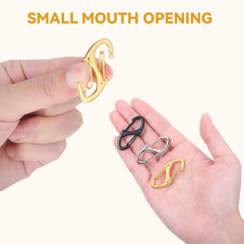 Xinjoduz 15 PCS Mini Metal S Carabiner Clips, 1.6 In Small Dual Wire Gate Spring Snap Hook Carabiner Clip Interlocking Keychain Clip Tiny Clip Attachment for Women Men Camping Fishing Hiking (3 Color)