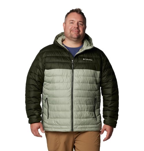 Columbia Men's Powder Lite II Hooded Jacket, Safari/Greenscape, 6X Big