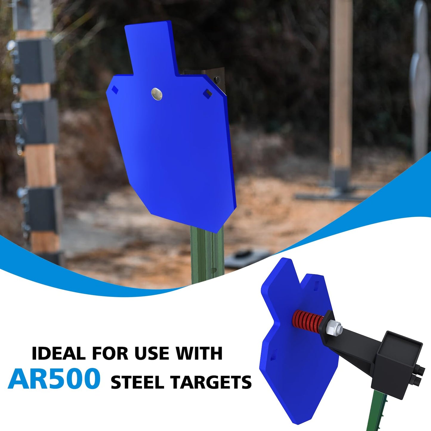 Atflbox T-Post Target Hanger for AR500 Targets, T-Post Target Brackets Mount, AR500 Steel Torso Silhouette Targets Conversion Adapter for Outdooor Shooting Practice (1 Pack)