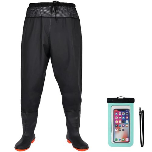 Zsrivk Fishing Waders with Boots, Nylon/PVC Waist Wader Pants Fishing Waders for Men Women, Waterproof Bootfoot Waders (M10)