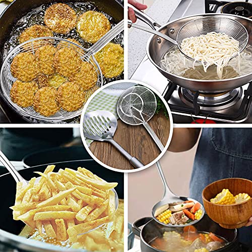 14cm Stainless Steel Slotted Skimmer Ladle for Cooking & Frying - Kitchen Utensil Set