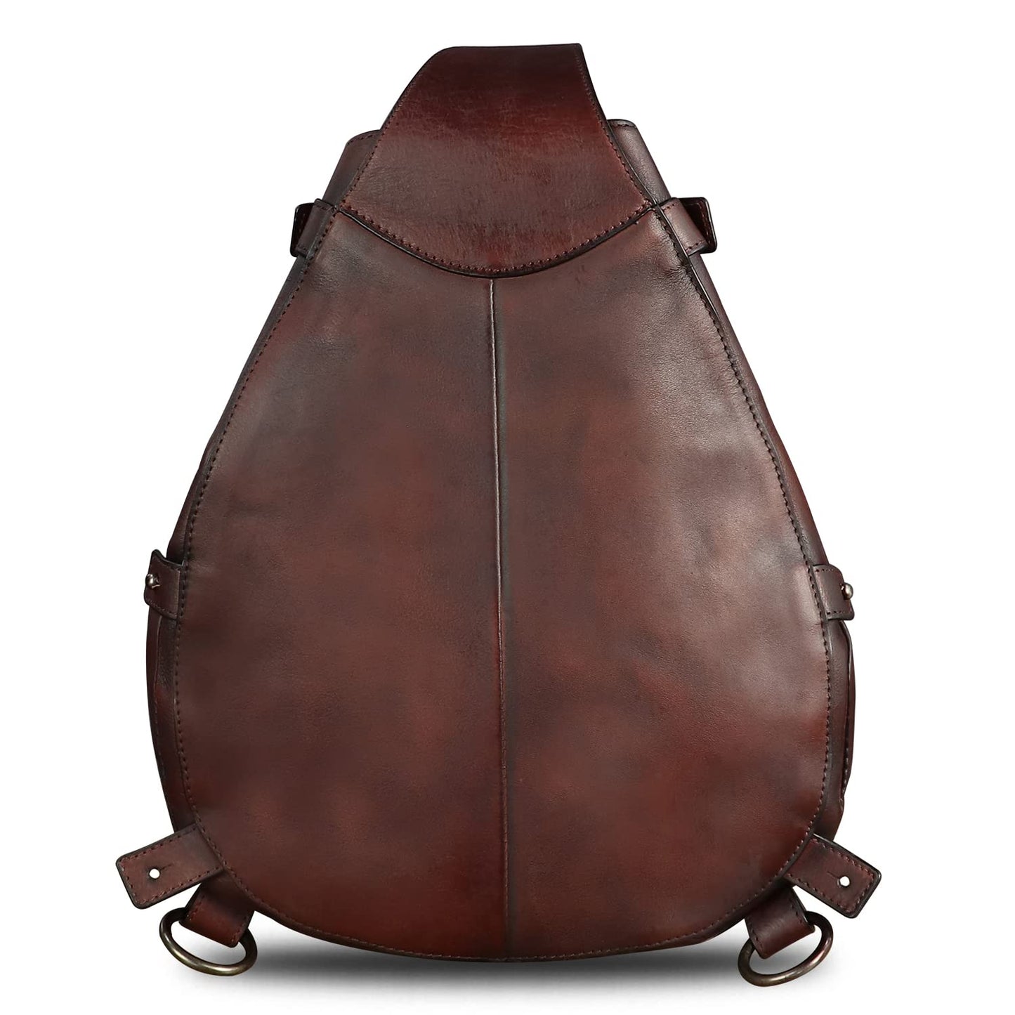 Genuine Leather Sling Bag for Men and Women Large Real Leather Sling Backpack Shoulder Crossbody Bag Chest Bags (Coffee)