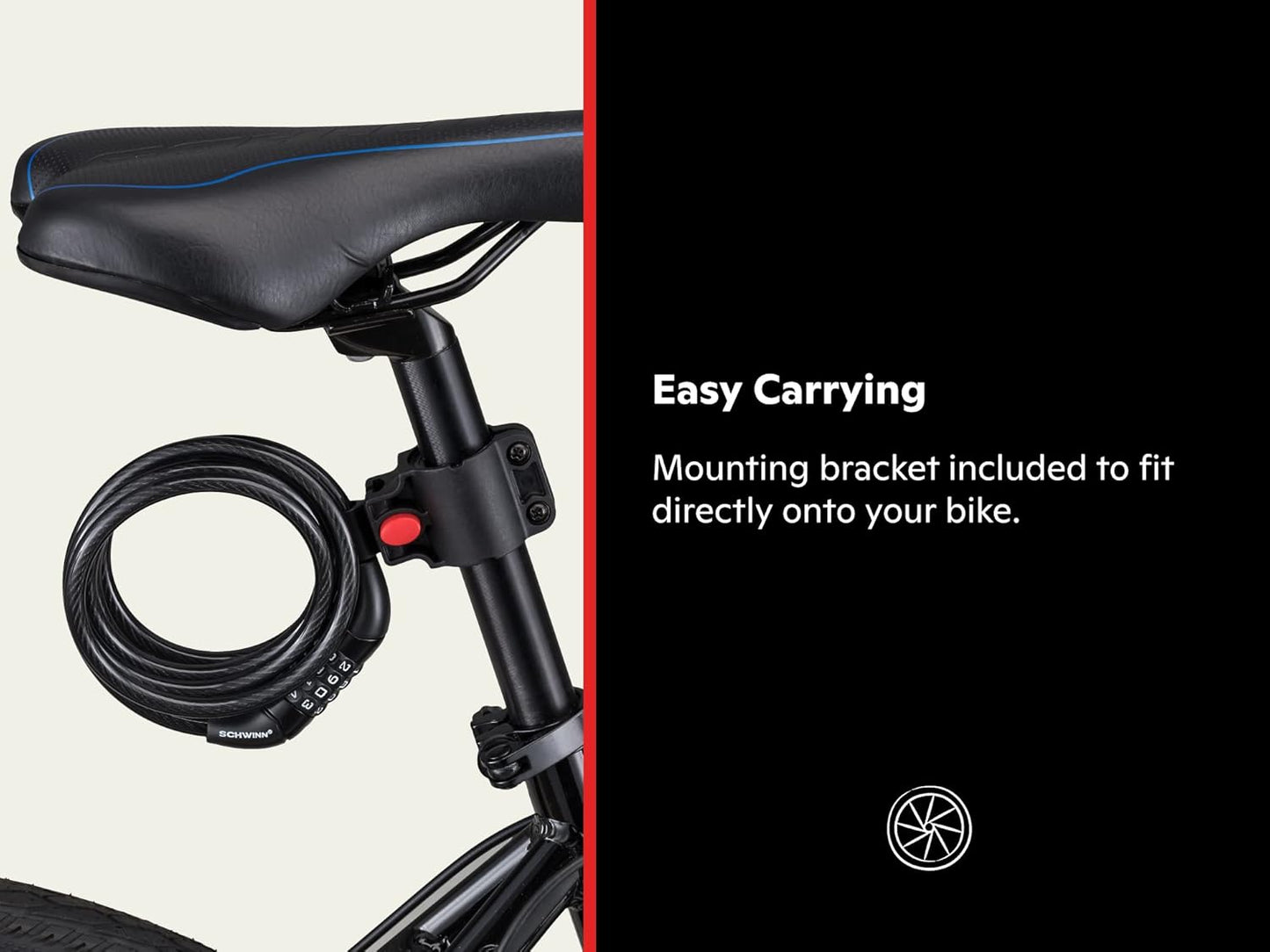 Schwinn Combination Bike Lock in Braided Steel Cable, 6 feet x 12 mm Anti Theft Bicycle Lock, Black, Security Level 3