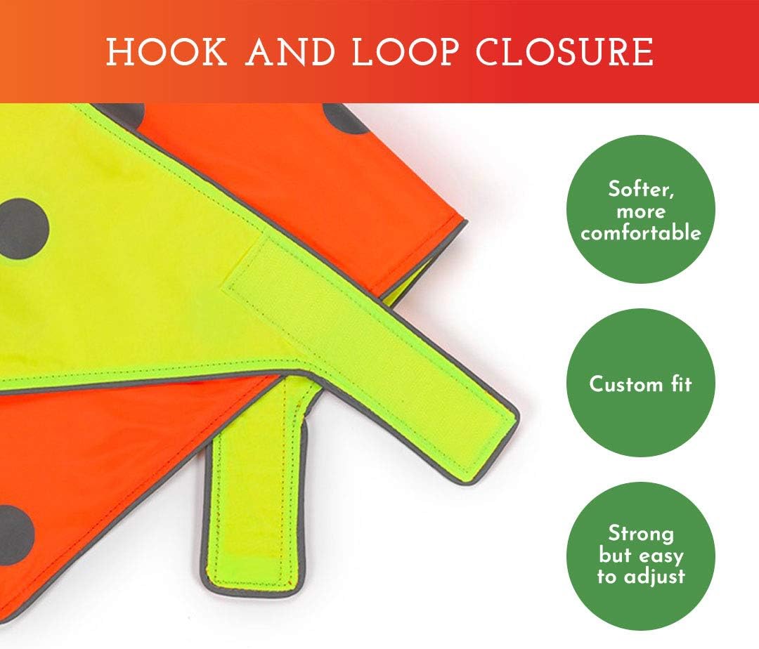 Reflective Dog Bandana Bib - High Visibility Safety Apparel, Reversible Fluorescent Orange/Yellow, XS-S