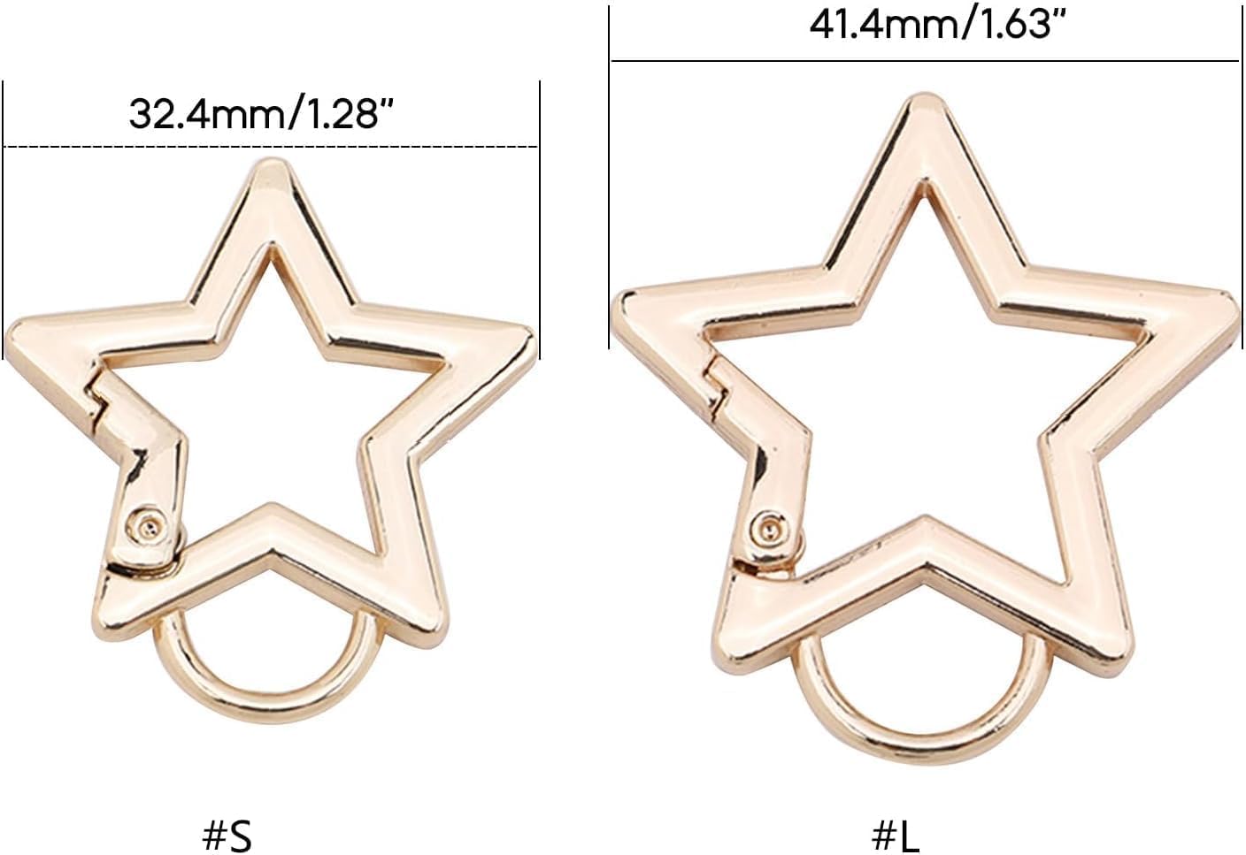 2Pcs Silver Star Shaped Stainless Steel Keychain Clip Carabiner Snap Hook Holder Star Carabiner Hook Clip Key Holder Carabiner Clip for Keys and Wallet with Key Chain Rings Accessories, Car Keychain