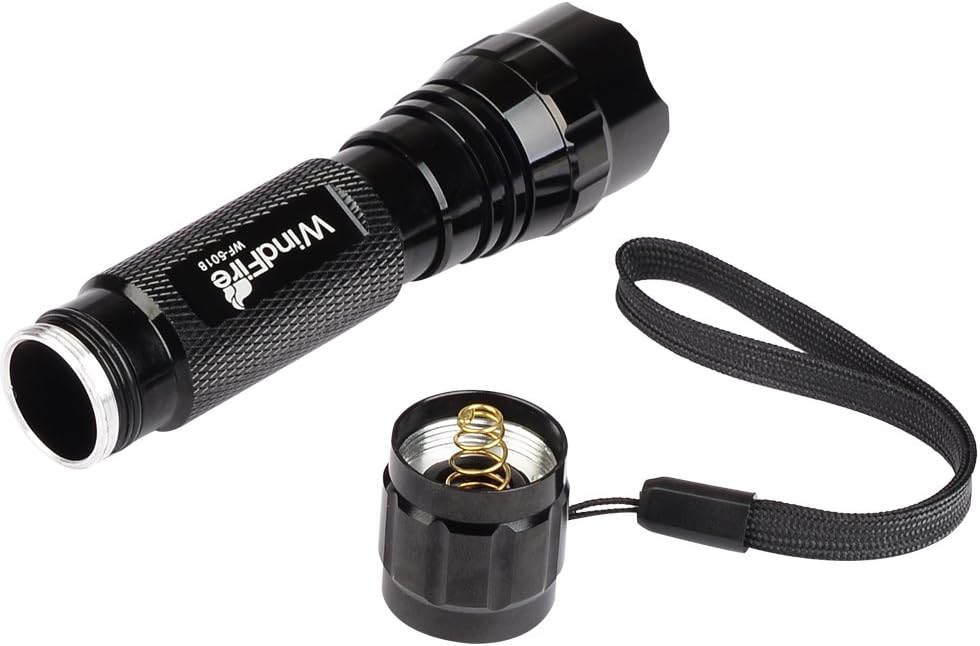 WINDFIRE Tactical Flashlight LED 1200LM 3.7-18V 1 Mode Weapon Light Rifle Flashlight Torch with Pressure Switch/Tactical Switch and 45°Side Picatinny Mount Rail Offset Ring Side Mount
