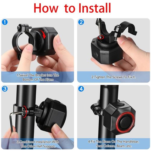 Smart Bike Tail Lights with Alarm, Rechargeable Rear Bicycle Light for Night Riding,Waterproof Brake Light, 110db Wireless Anti Theft Alarm, Long Battery Life E-Bike Accessorie