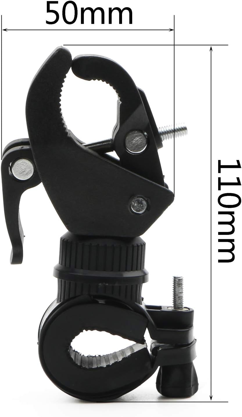 4pcs Universal Bike Bicycle Flashlight Lamp Mount Clamp Stand Holder 360º Rotation, Black