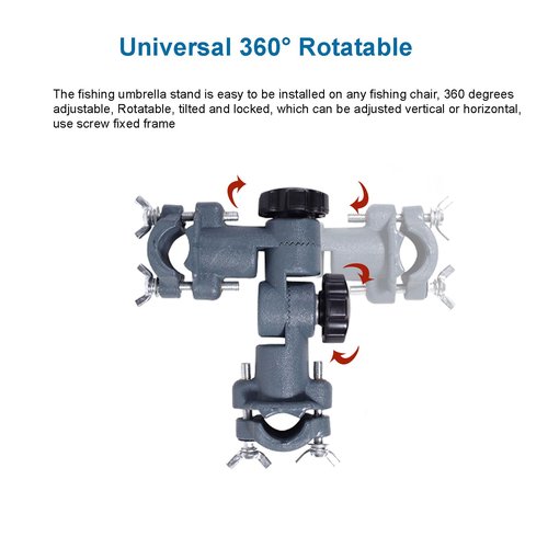 Ragyzity Strong Umbrella Bracket - 360 Degree Rotation, Lures Dish/Flashlight Holder for Fishing, Tank, Chair (2pcs)