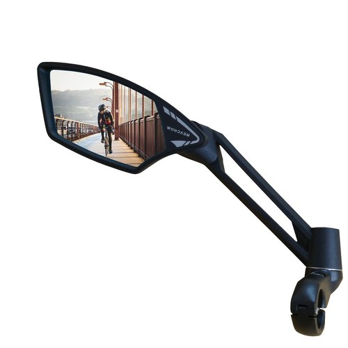 MEACHOW NEW Handlebar Bike Mirror, Scratch Resistant Glass Lens, Ultra-HD, E-bike Mirror, Bicycle Mirror, Rotatable Safe Rearview Mirror, (Silver Left Side) ME-011LS