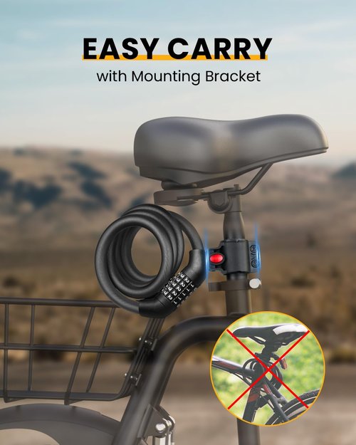 Everyfun Bike Lock Cable with Combination,High Security 5-Digit Resettable Combination Bicycle Lock Anti-Theft, Scooter Lock with Mounting Bracket for Bikes and Scooters(Black)