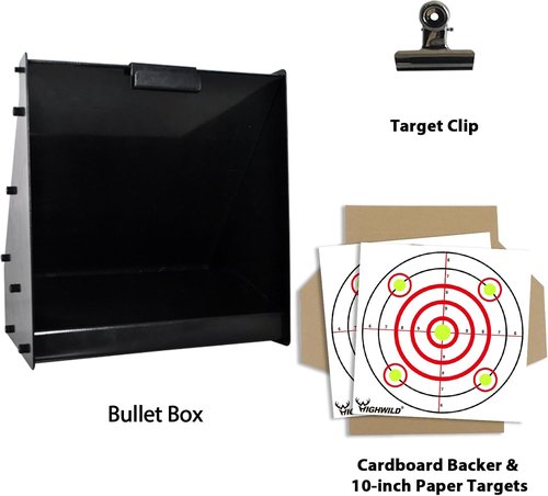 Highwild Bullet Trap Box Rated for .22/.17 Caliber (Rimfire Only) - Air Rifle Pellet Gun Targets - Paper Shooting Training Target for Indoor Outdoor