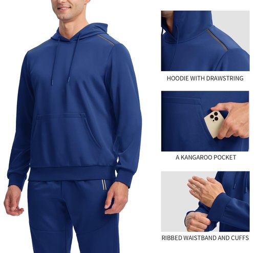 Rdruko Men's Track Suits 2 Piece Hoodie and Sweatpants Set for Men Jogger Workout Athletic Sweatsuit Tracksuits(Sapphire Blue, US L)