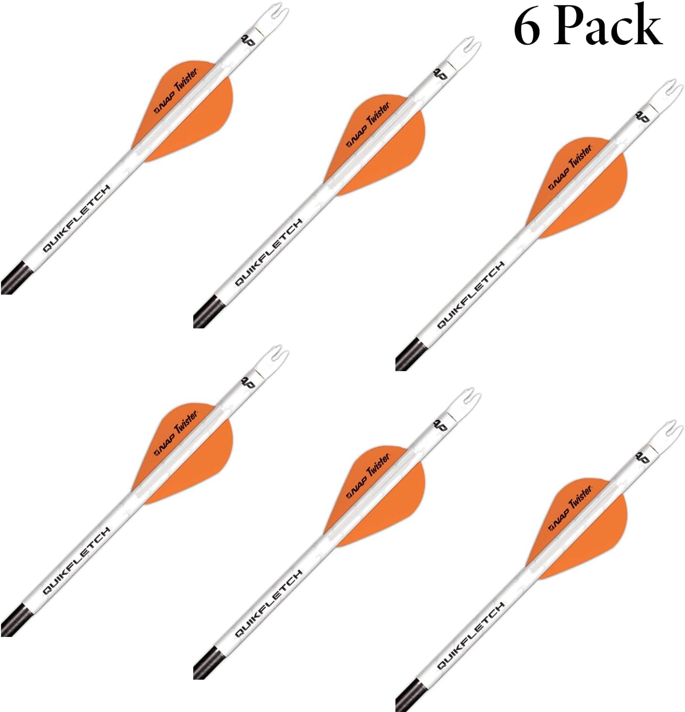 New Archery Products Quikfletch Twister 2" 3-Vane Stabilizing Fletching for Increased Accuracy of Compound Bow Arrows & Crossbow Bolts - 6 Pack