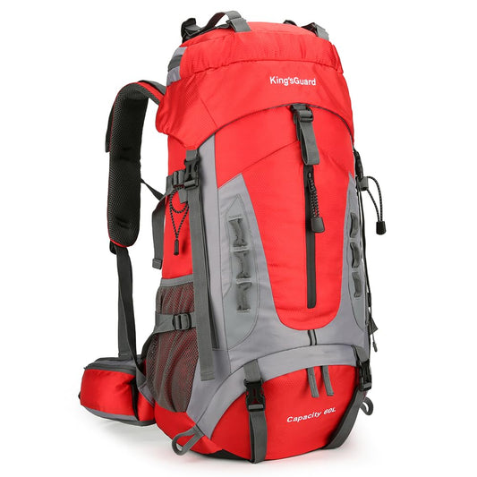King'sGuard 60L Hiking Backpack Lightweight Camping Backpack with Rain Cover Large Waterproof Packable Outdoor Trekking Travel Backpack for Men Women (Red)