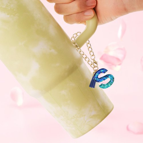 PATIKIL Letter Charm for Stanley Tumbler Cup, Cute Initial R Charm Accessories for Stanley Tumbler Handle Keychain Personalized Charm for Women, Blue