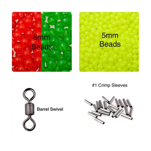 Hungry-Cat Tackle Premium Catfish Ready Rig, 2-Pack, Bright Green/Red, with 3 oz Egg Sinker Weights.
