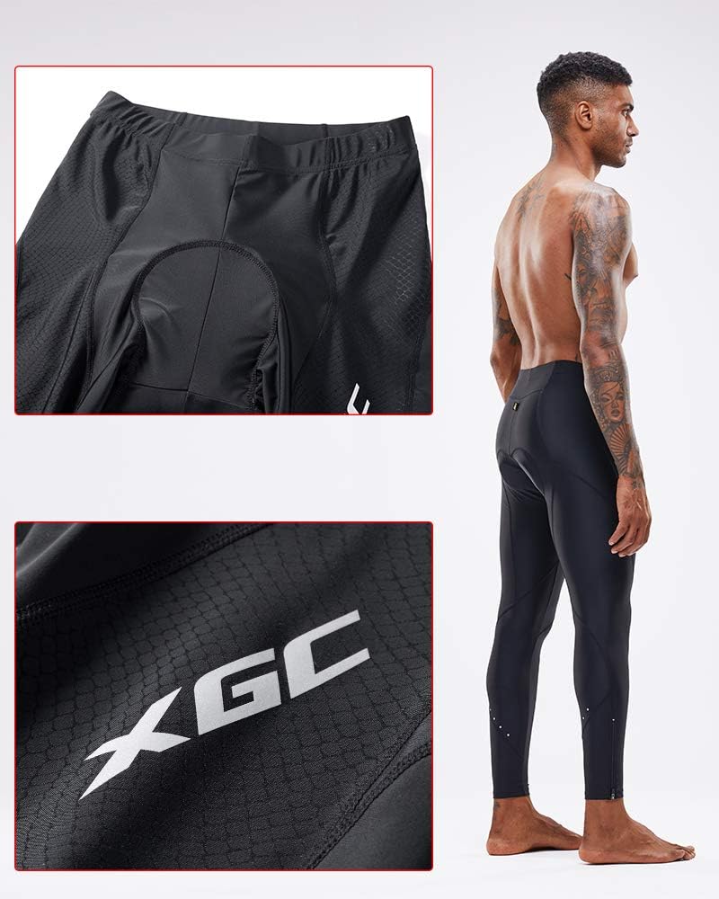 XGC Men's Long Cycling Pants Trousers Bike Pants Trousers Tights Legging with 4D Sponge Padded