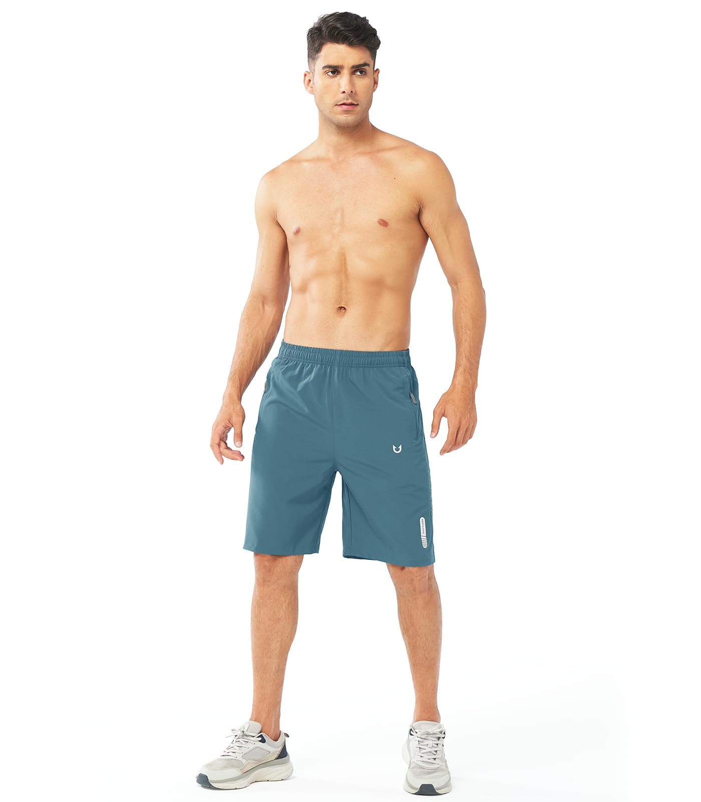 NORTHYARD Men's Athletic Running Shorts Gym Workout 7"/9"/5" Quick Dry Lightweight Sports Basketball Tennis 3 Zipper Pockets GREYBLUE-9inch 2XL