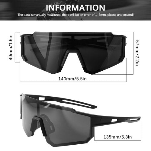 Tsctswk Polarized Sports Sunglasses Men Women, Outdoors UV Protection Sun glasses,Cycling Fishing Baseball Running Sunglasses(Black & Black Frame)