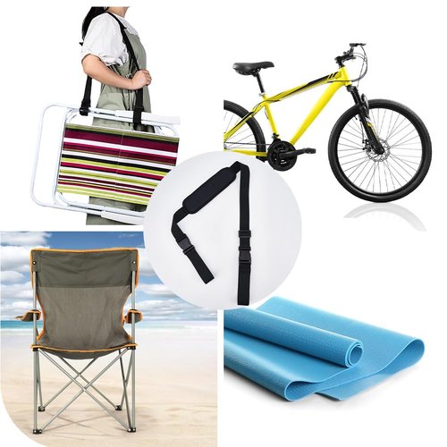 GORGECRAFT Chair Carrying Strap Adjustable Beach Chair Backpack Anti-Slip Shoulder Straps Replacement Universal for Foldable Bikes Scooter Camping Backpacking Picnics Outdoor Black 106-176cm