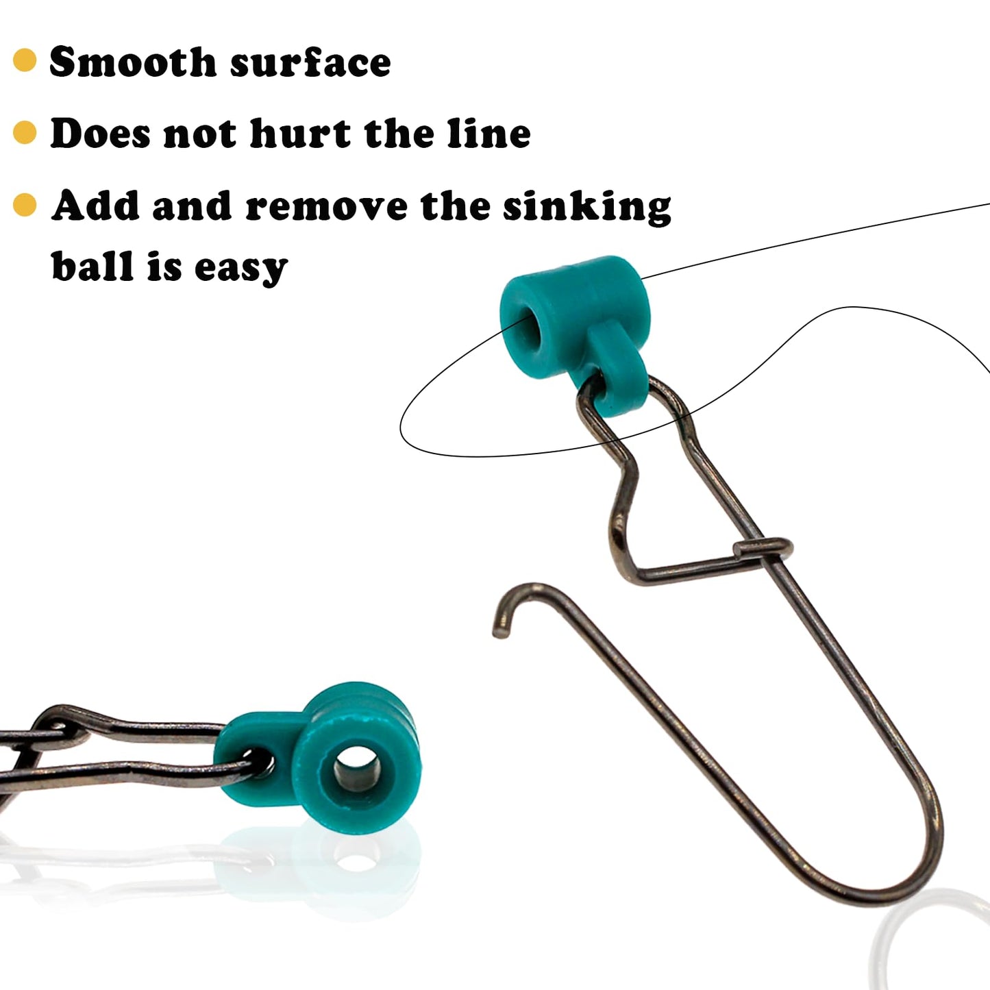 60 Pcs Fishing Line Sinker Slides Catfishing Rig with Duo Lock Snaps, Stainless Steel Heavy Duty Sinker Weights Connector Swivel Snap Kit Saltwater Slider Sinkers(4 Colors)