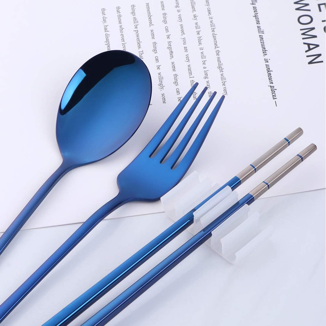 3 PCS Outdoor Flatware Set Fork Spoon Chopsticks/Travel Flatware Set with a Case