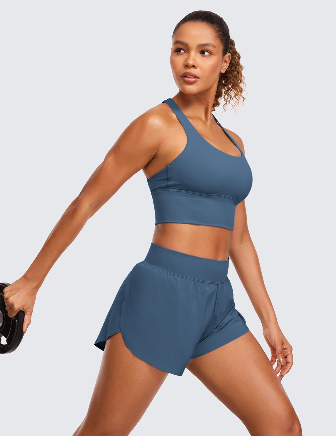 CRZ YOGA High Waisted Split Running Shorts for Women 3" - Comfy Mesh Liner for Workout Athletic GymTrack Quick Dry Stelindigo XX-Small