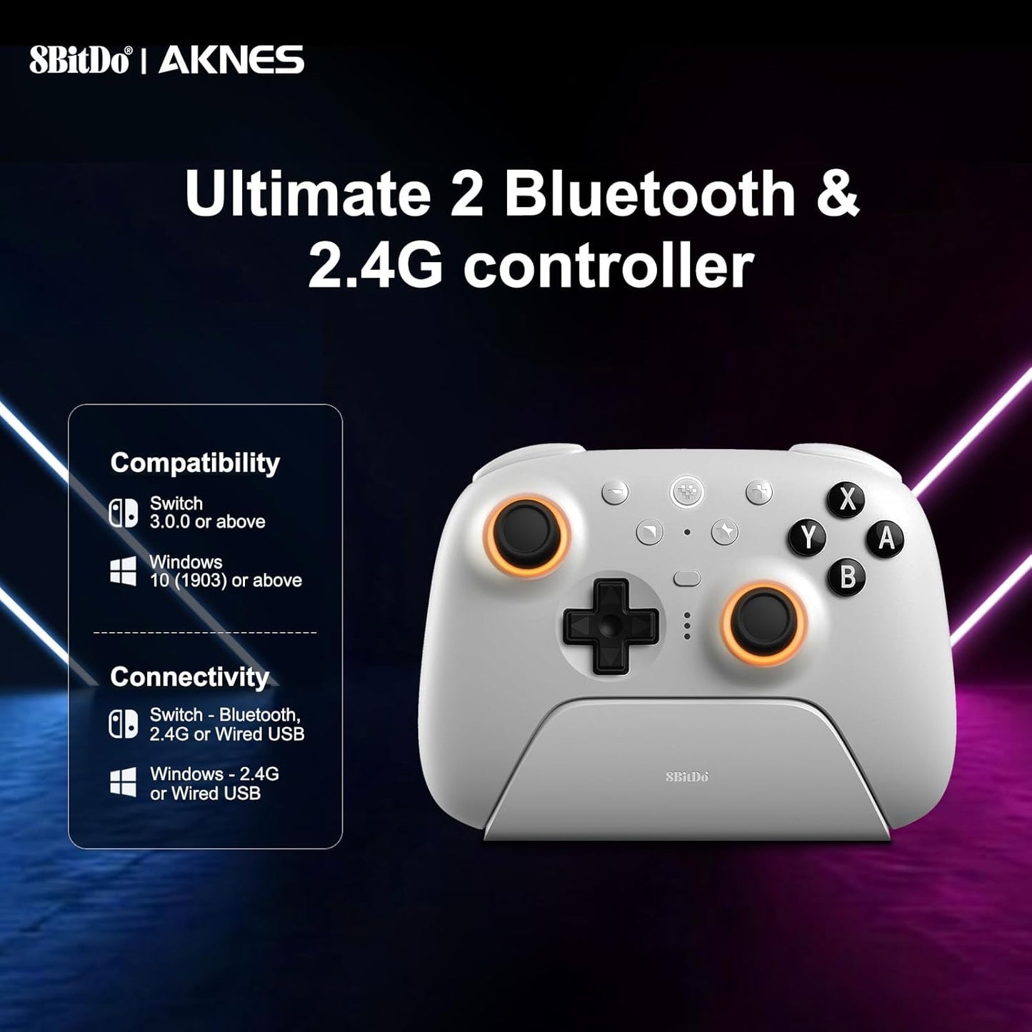 8BitDo Ultimate 2 Bluetooth Controller for Switch, Switch 2, PC&Windows,Switch Pro Controller with TMR Joysticks,Tactile/Hall Triggers,Programmable L4/R4 Bumpers,2 Back Paddle Buttons,RGB Ring,Yellow